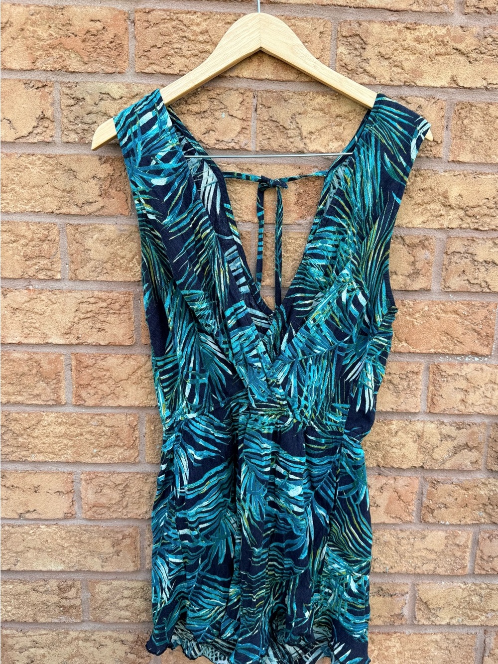 💫4/$25 • George Tropical Teal & Black Sleeveless Romper